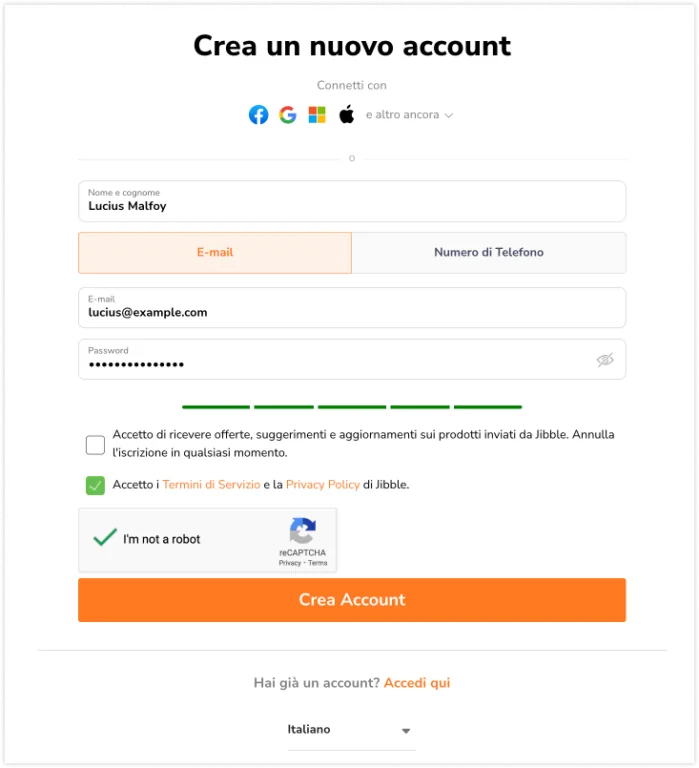 Create account